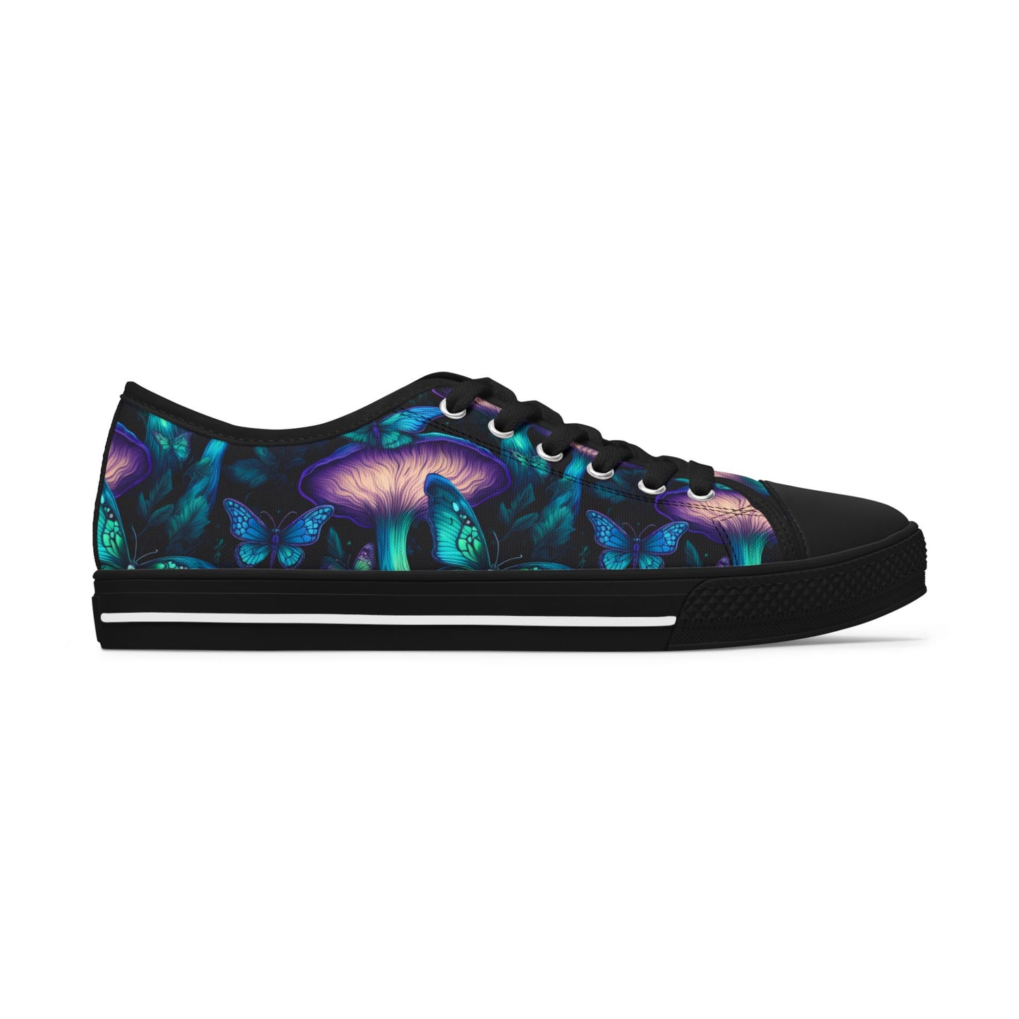 Bioluminescent Mushrooms & Moths - Women's Low Top Sneakers