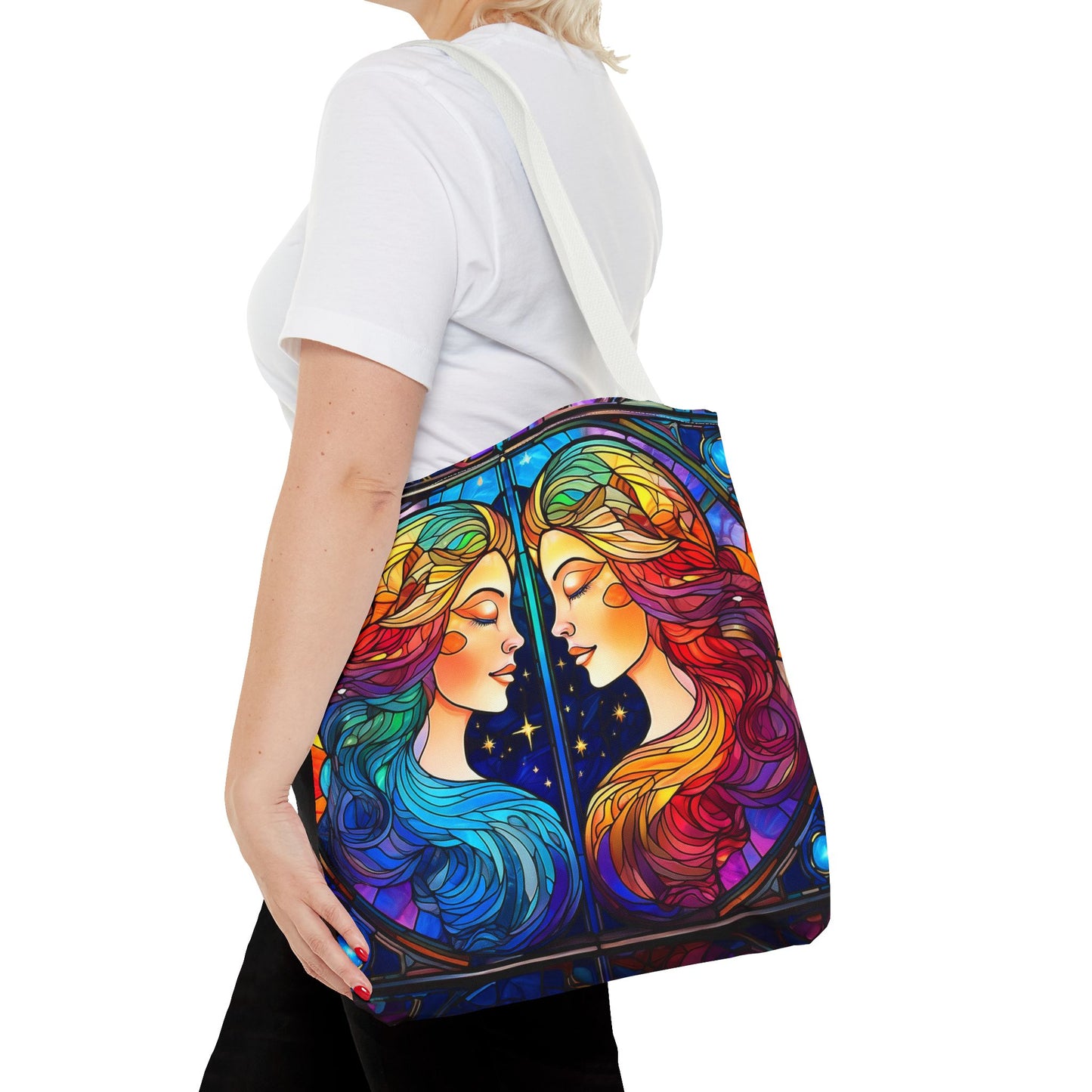 Gemini Twins Stained Glass Style Tote Bag (All Over Print)