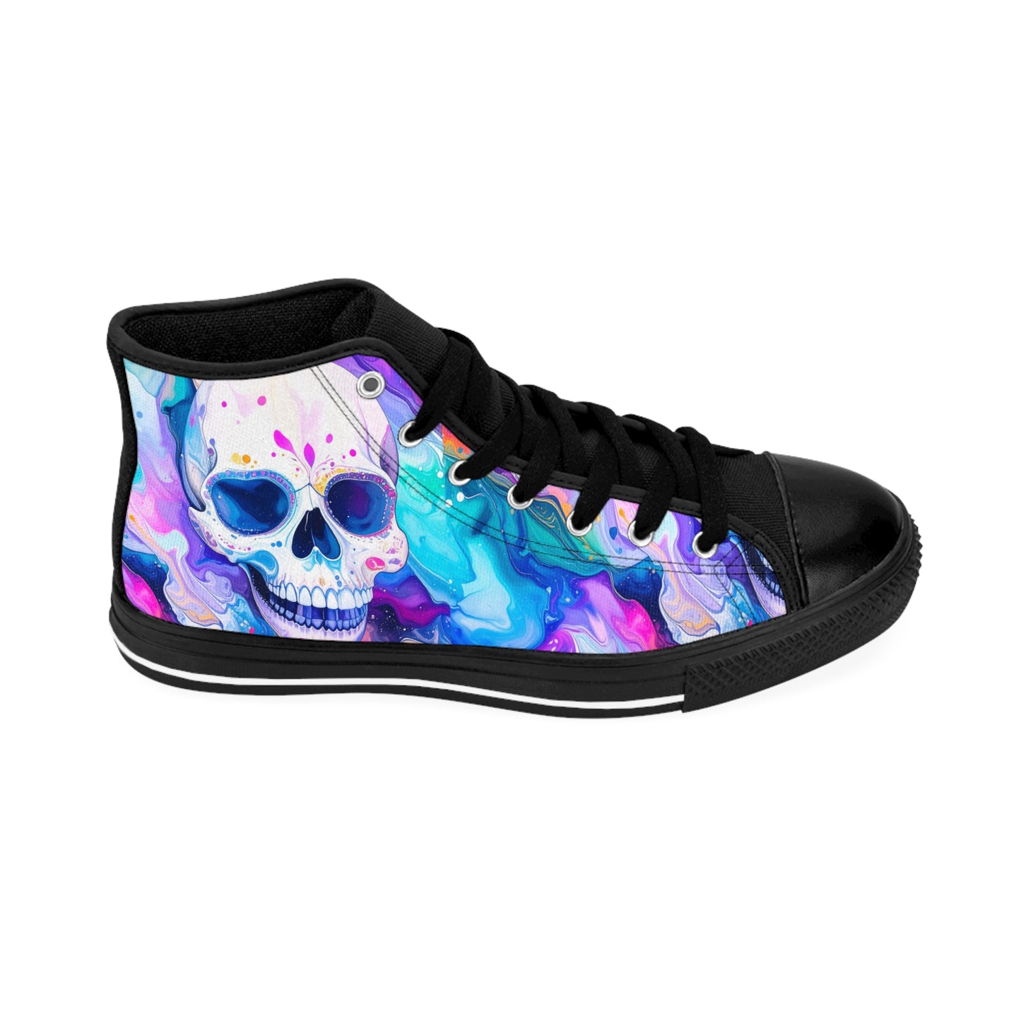 Colorful Skull Swirl - Women's Classic High Top Sneakers