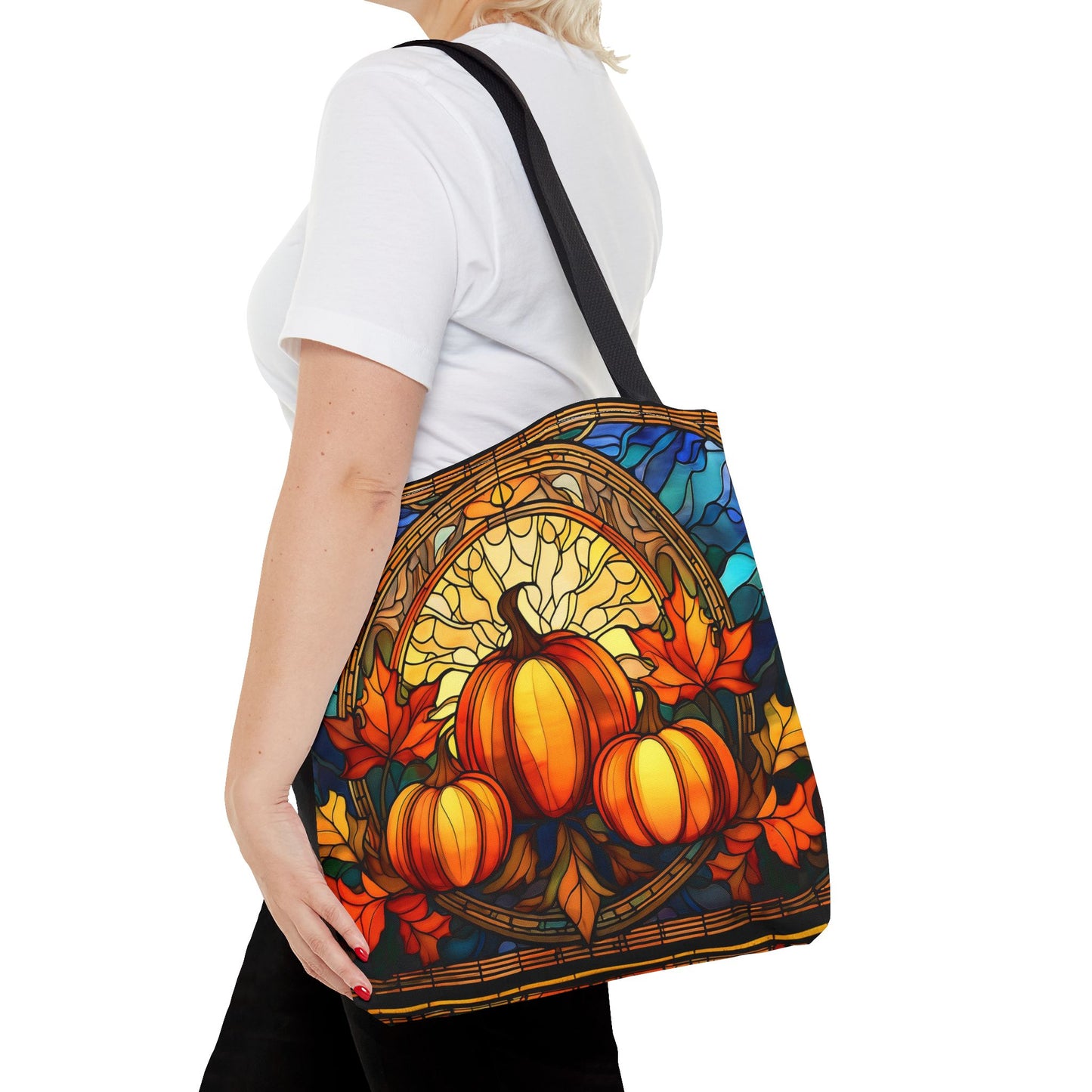 Stained Glass Style Pumpkins Tote Bag