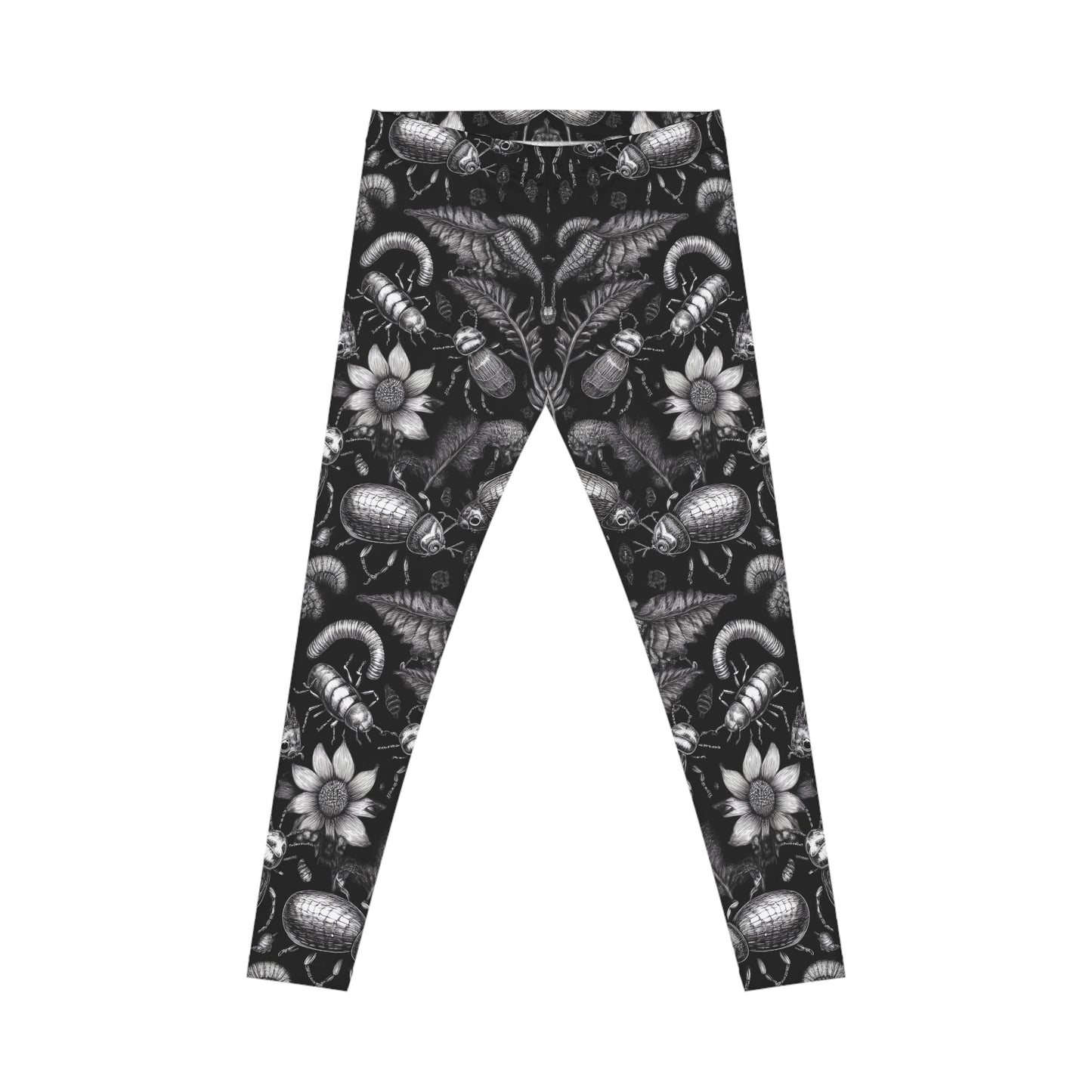 Monochrome Bugs and Flowers Leggings