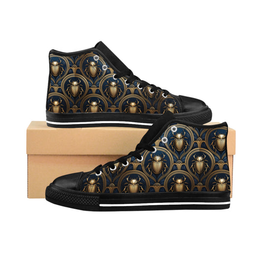 Art Deco Scarab Beetles - Women's Classic High Top Sneakers