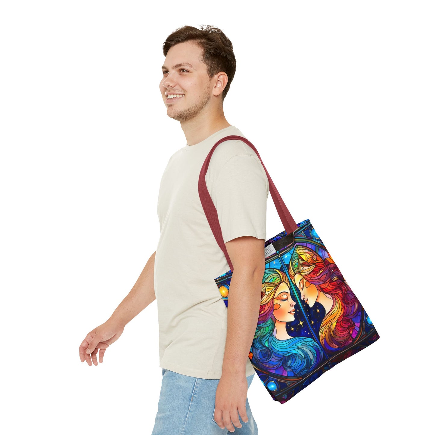 Gemini Twins Stained Glass Style Tote Bag (All Over Print)