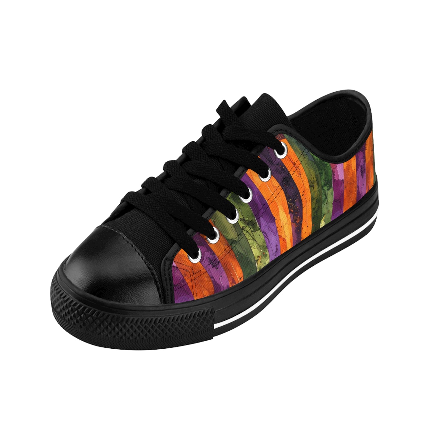 Halloween Watercolor Stripes - Women's Classic Low Top Sneakers