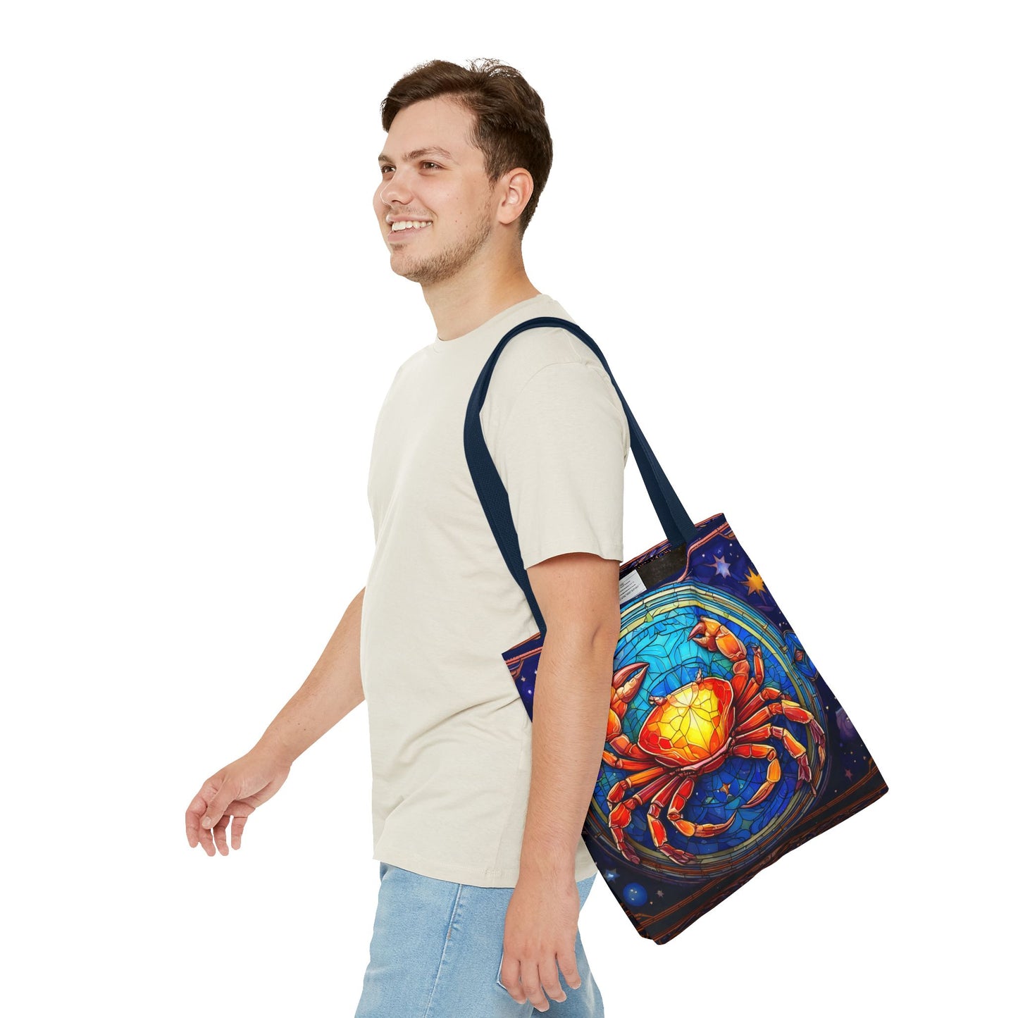 Cancer Crab Stained Glass Style Tote Bag (All Over Print)