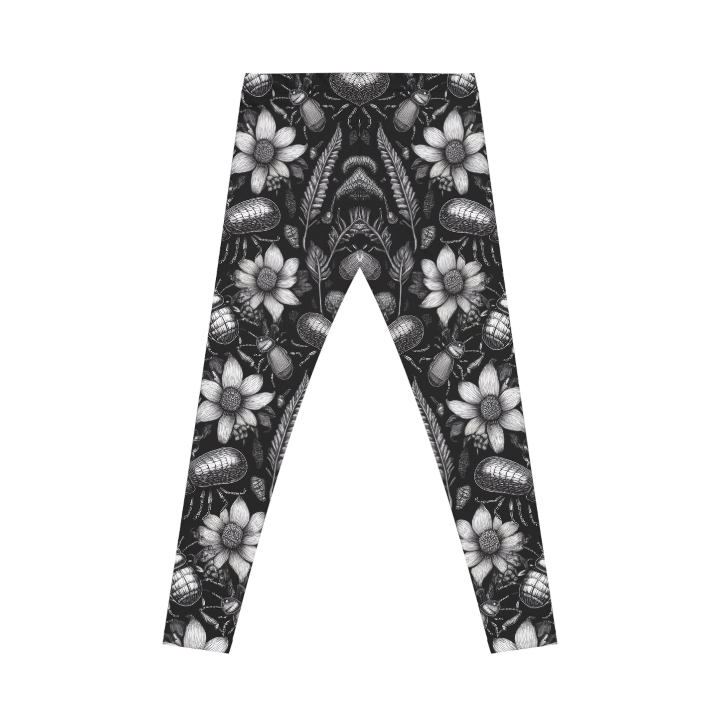Monochrome Bugs and Flowers Leggings