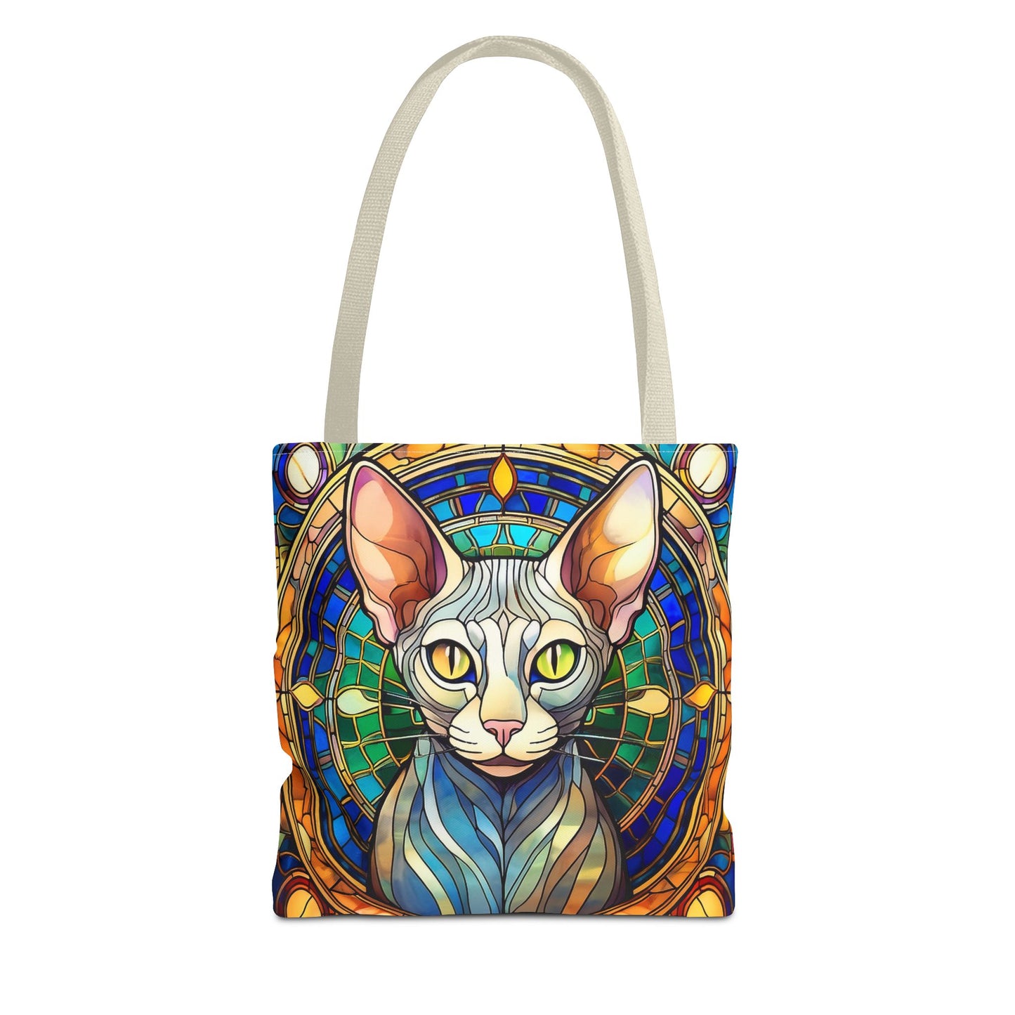 Sphynx Cat Stained Glass Style Tote Bag