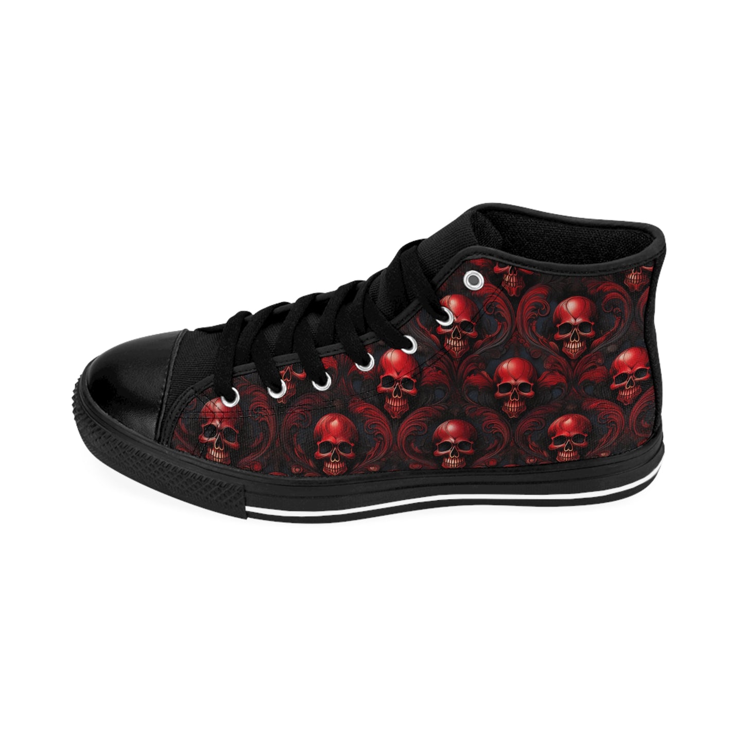 Red Damask Skulls - Men's Classic High Top Sneakers