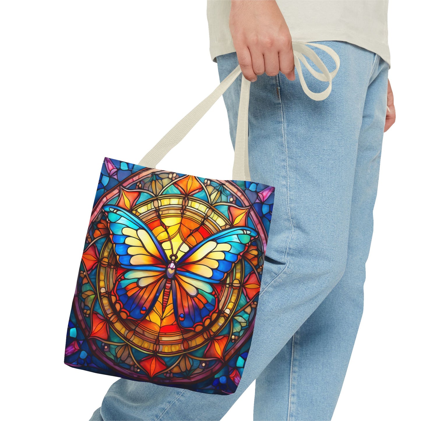 Stained Glass Butterfly Tote Bag