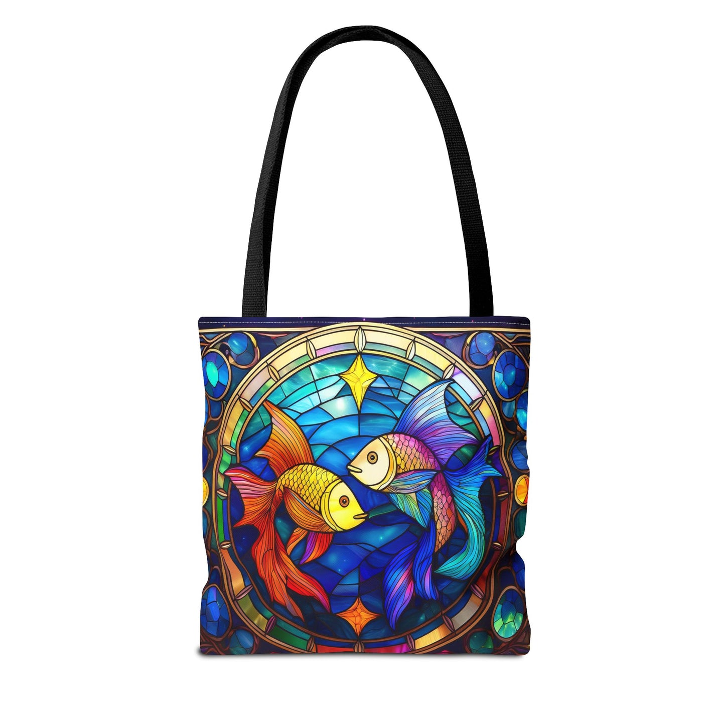Pisces Fish Stained Glass Style Tote Bag (All Over Print)
