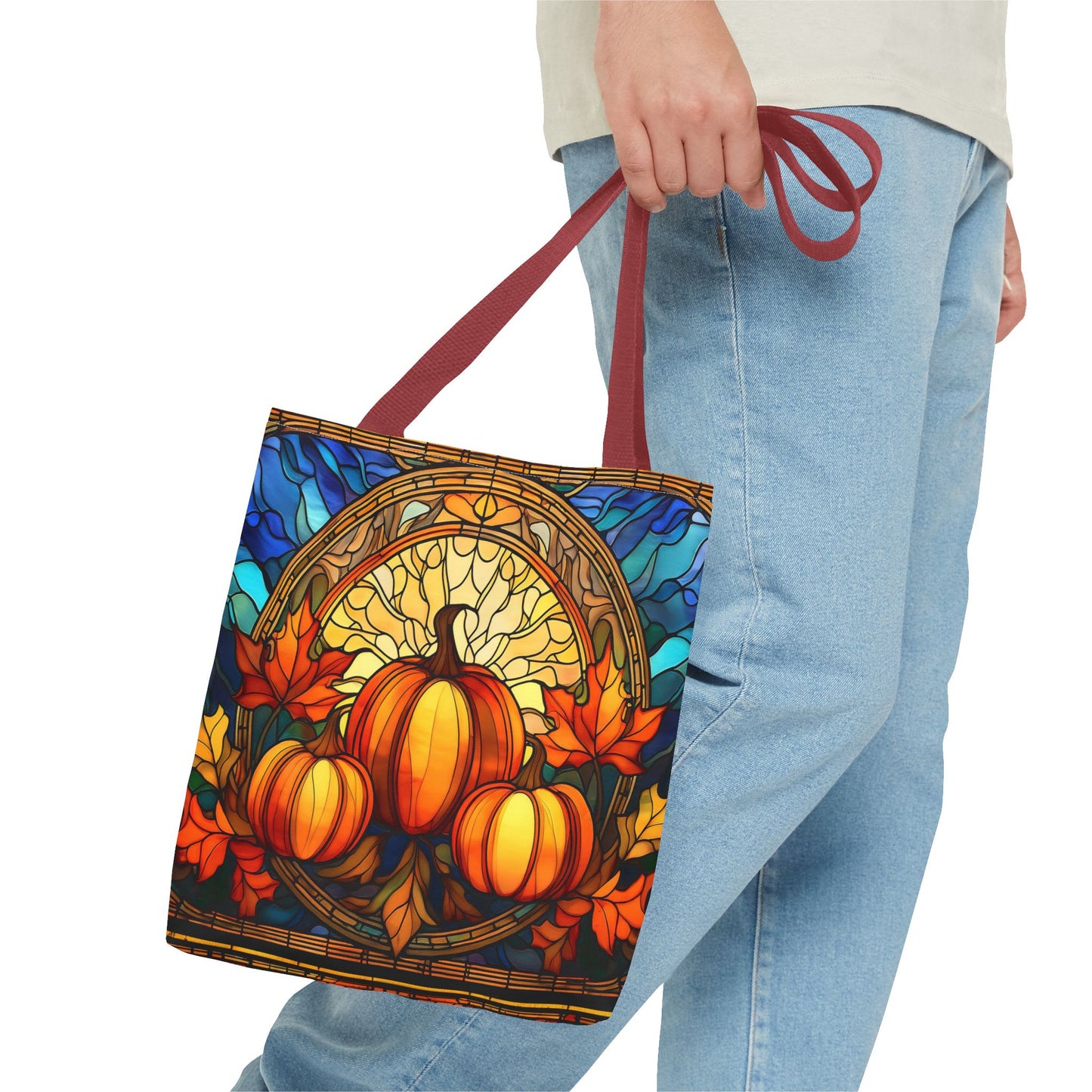Stained Glass Style Pumpkins Tote Bag