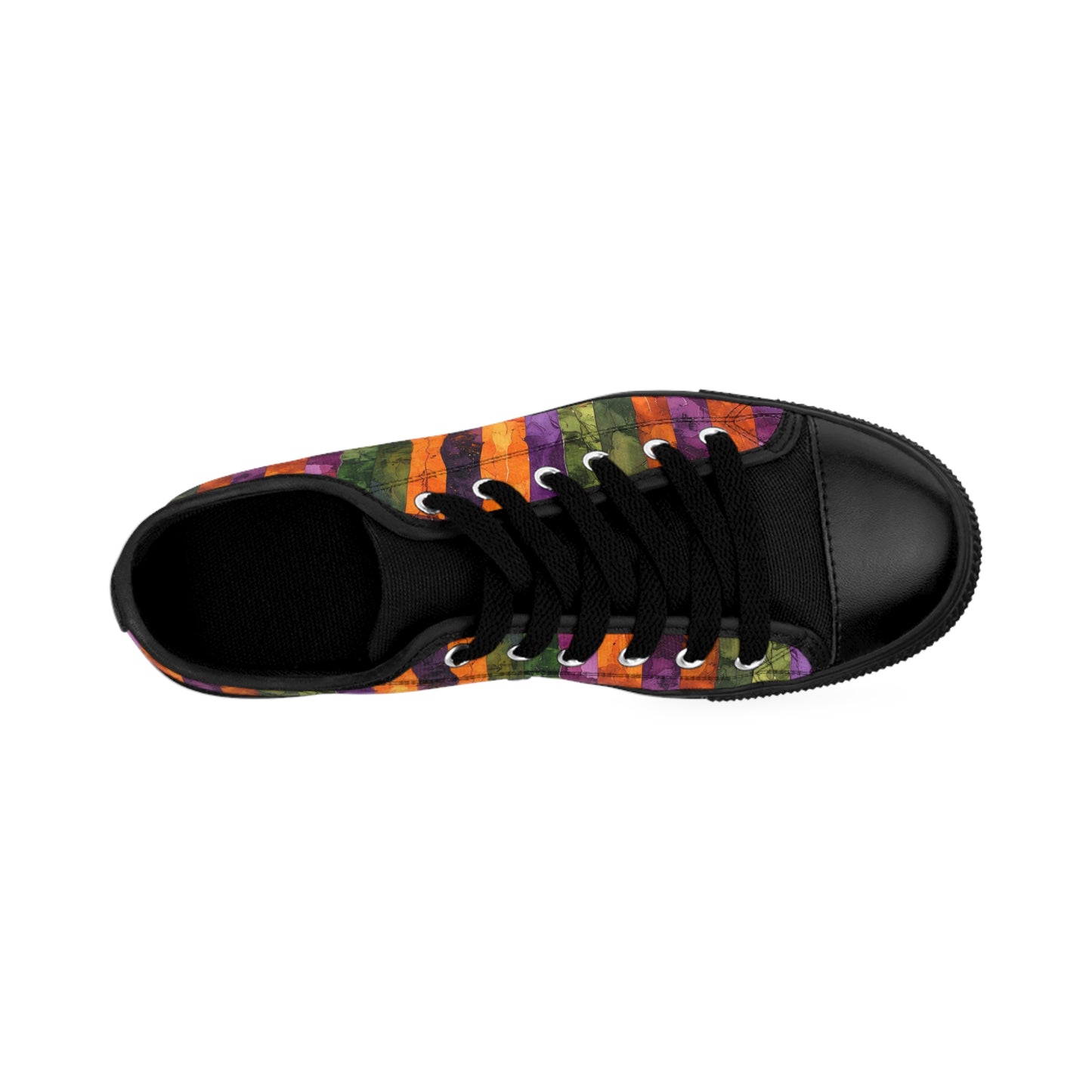 Halloween Watercolor Stripes - Women's Classic Low Top Sneakers