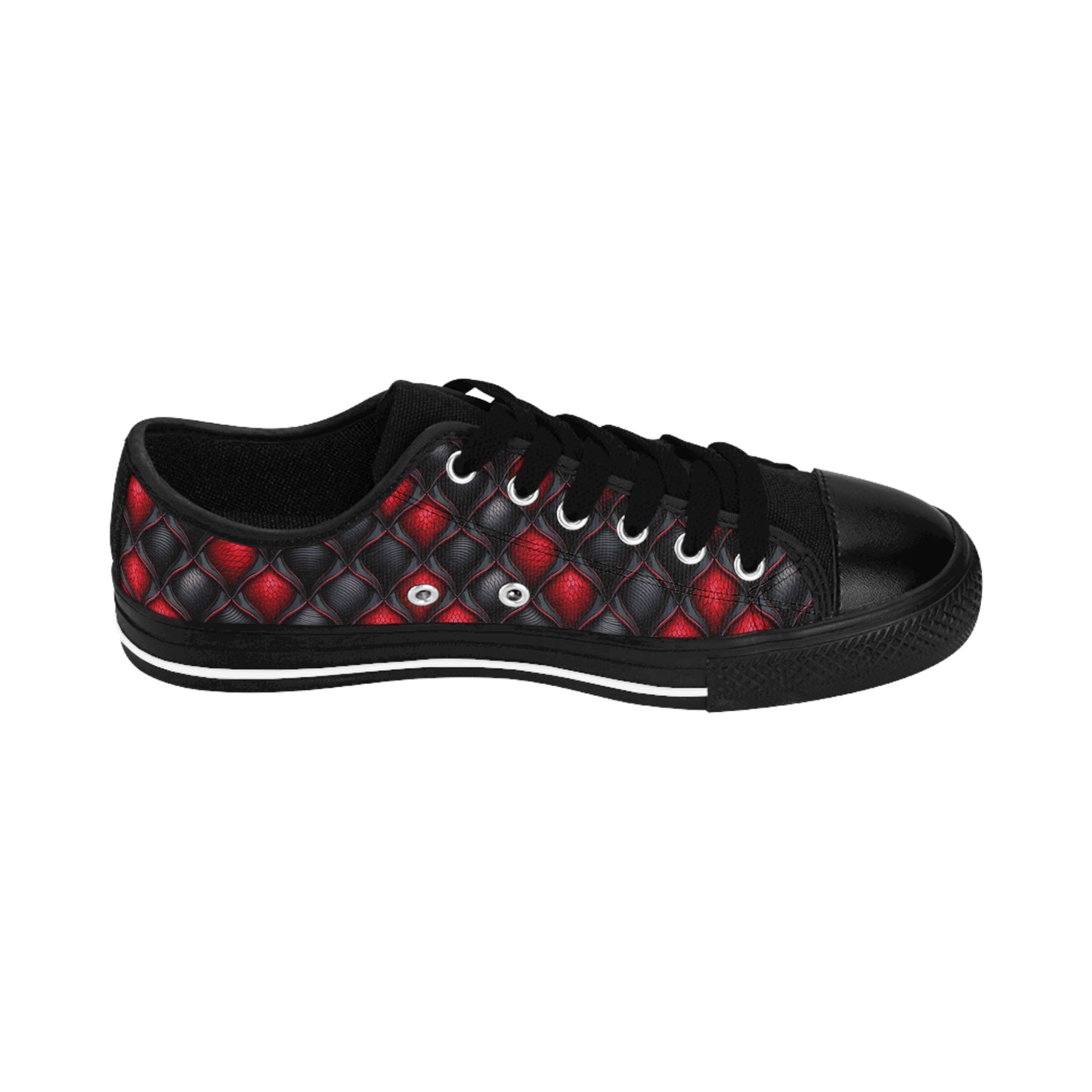 Black and Red Scales - Women's Classic Low Top Sneakers
