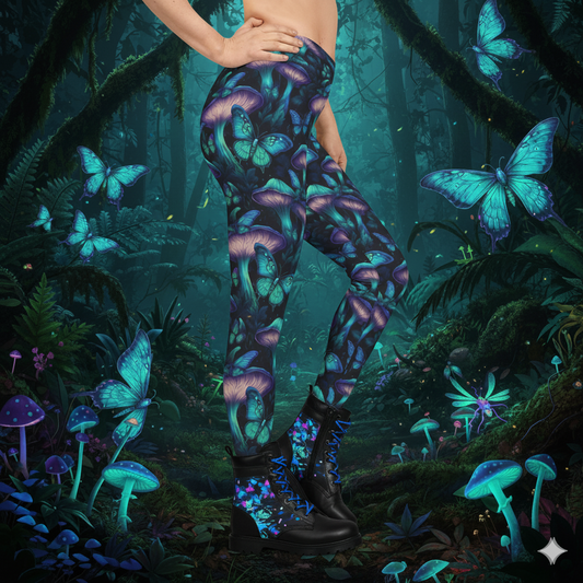 Bioluminescent Moths and Mushrooms - Leggings