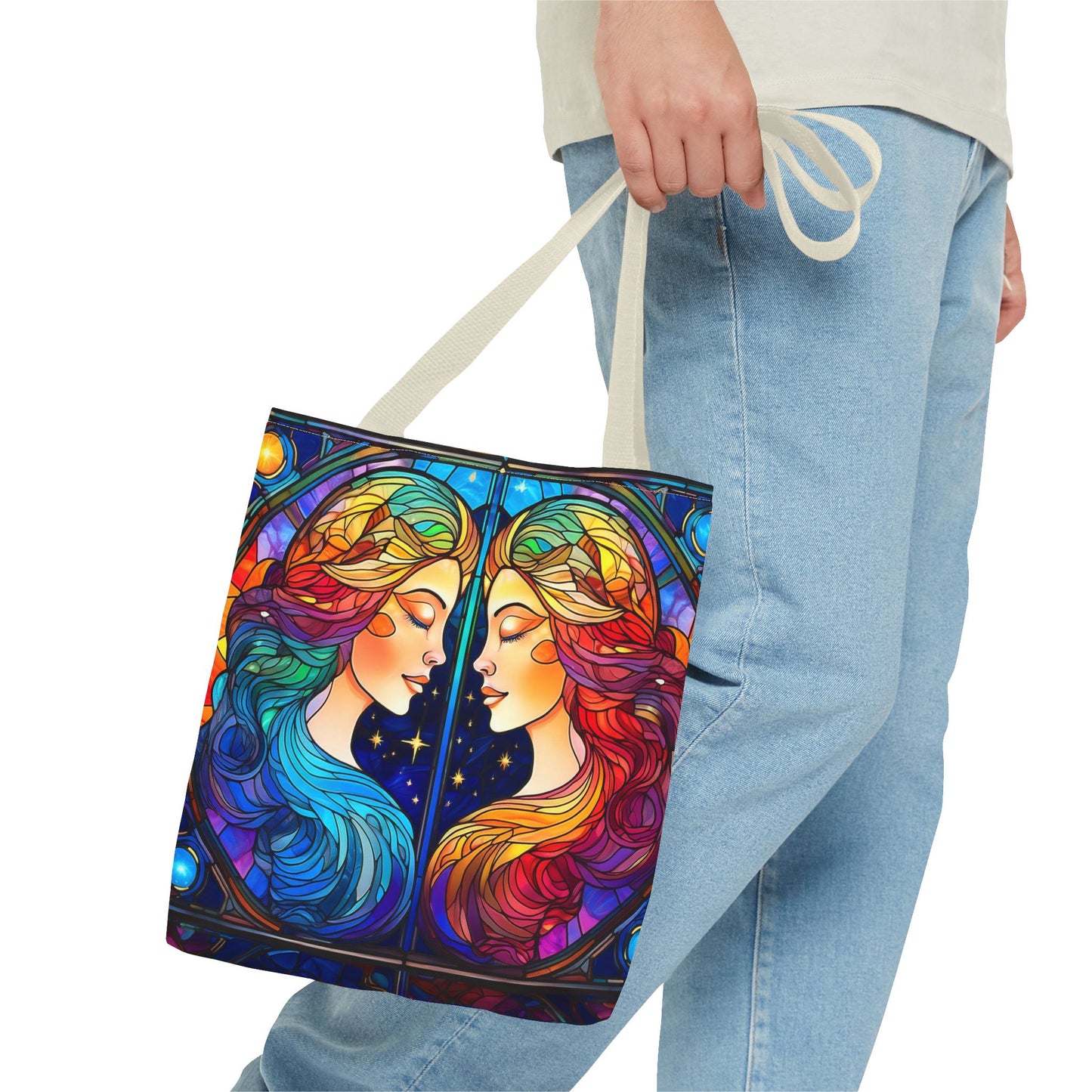 Gemini Twins Stained Glass Style Tote Bag (All Over Print)