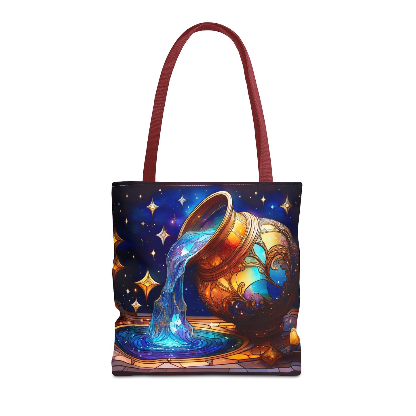 Aquarius - Water Bearer Stained Glass Style Tote Bag (All Over Print)