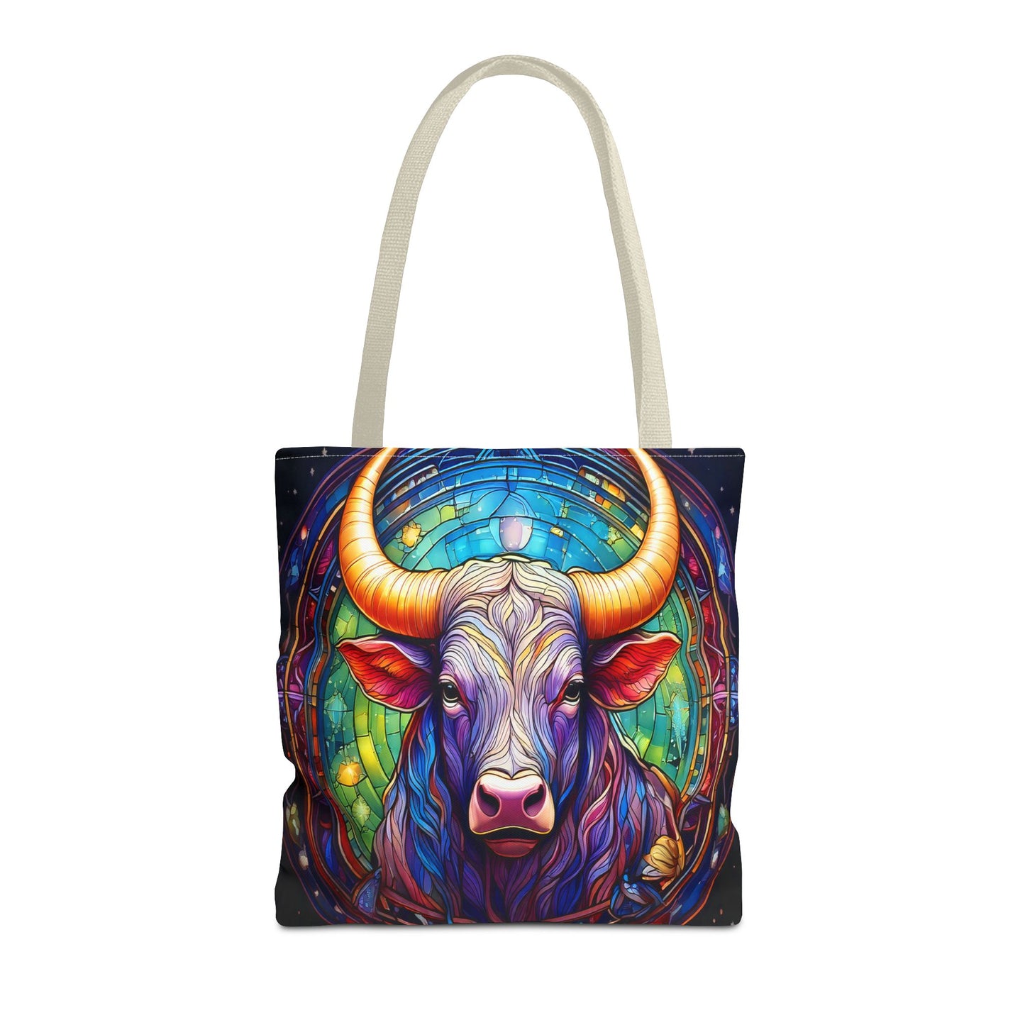 Taurus Bull Stained Glass Style Tote Bag