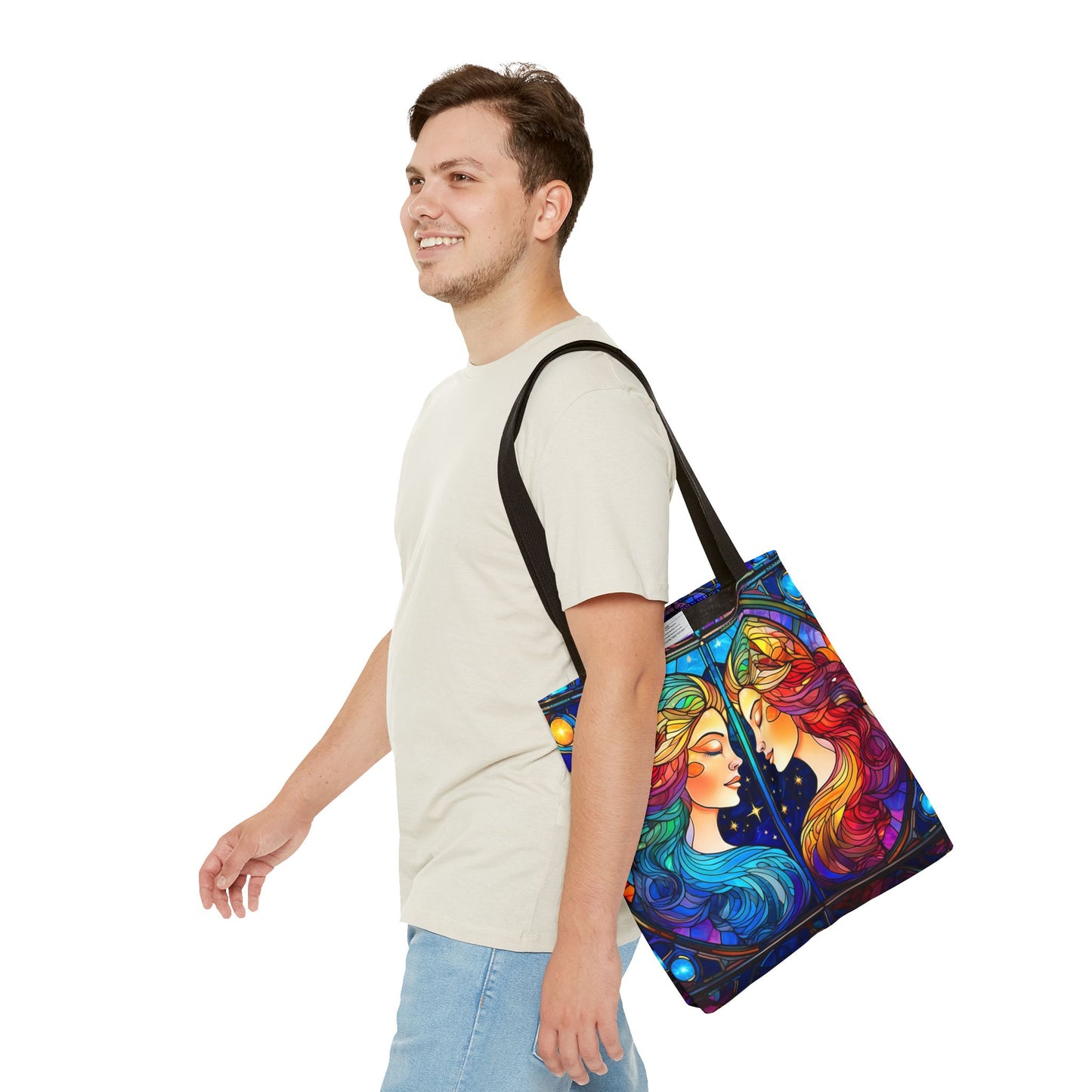Gemini Twins Stained Glass Style Tote Bag (All Over Print)