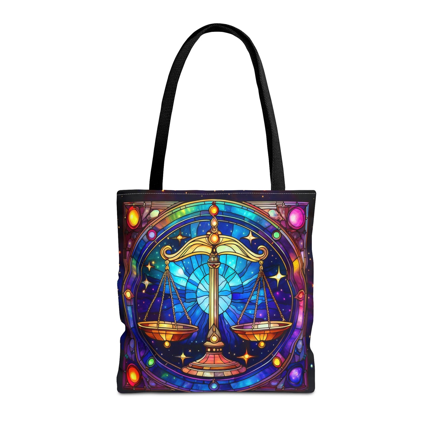 Libra Scales Stained Glass Style Tote Bag