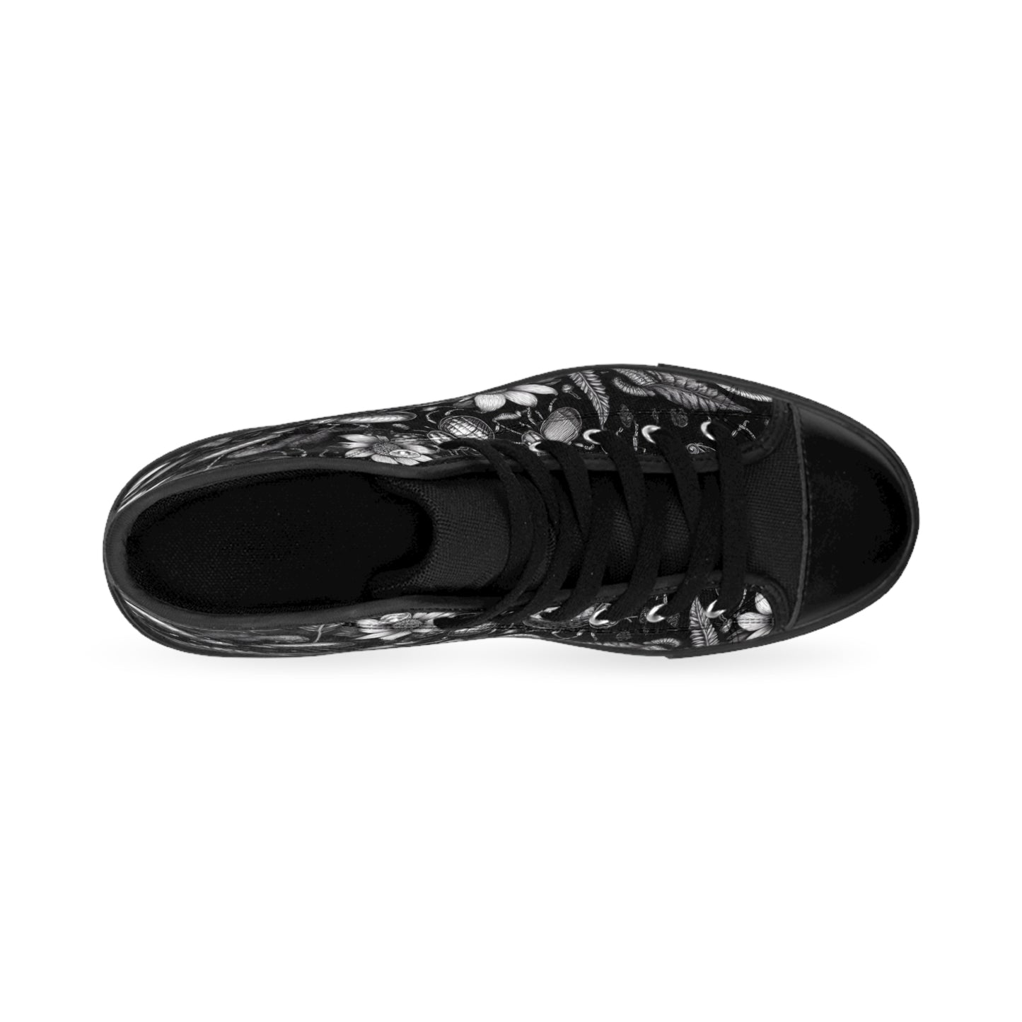 Monochrome Bugs and Flowers - Women's Classic High Top Sneakers
