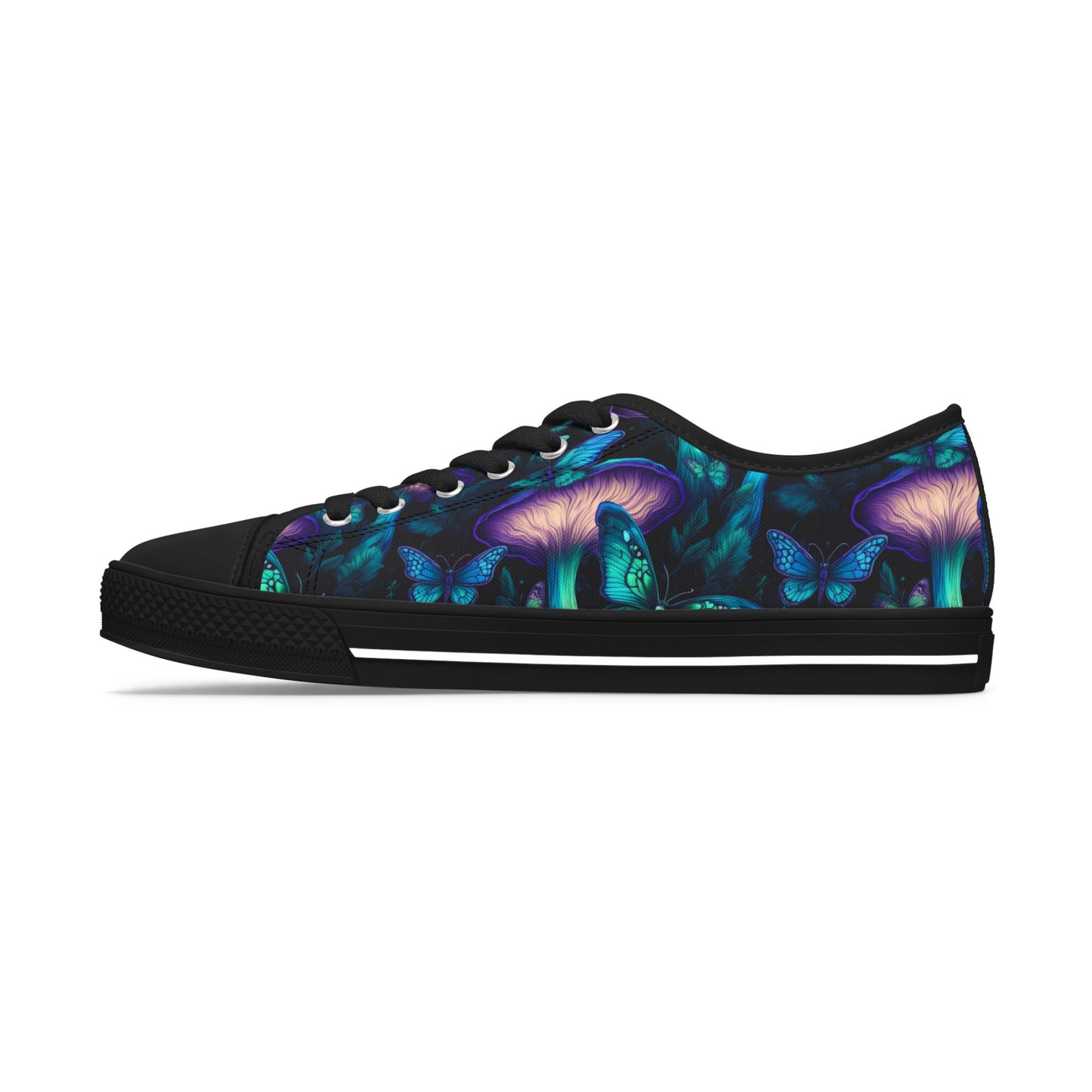 Bioluminescent Mushrooms & Moths - Women's Low Top Sneakers