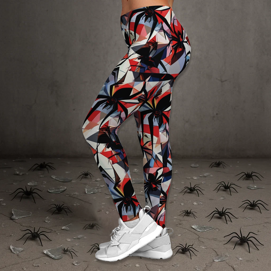 Black Widow Cubism Art Leggings