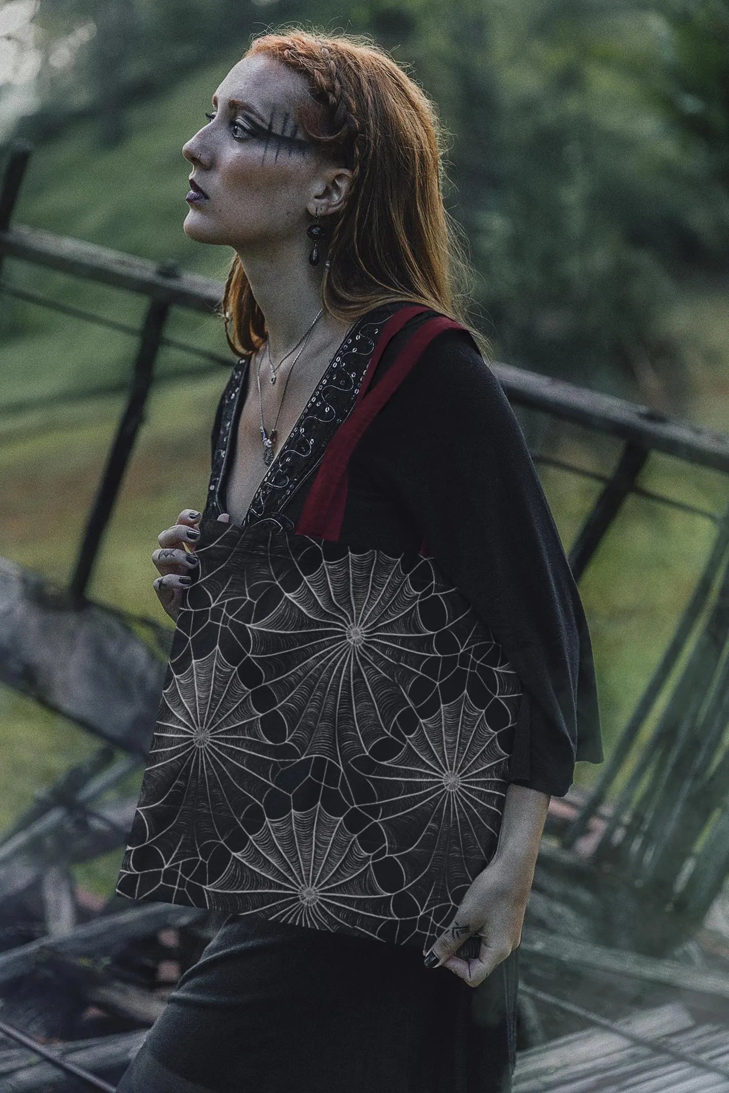 Gothic Spiderweb Tote Bag