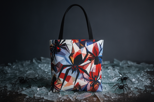 Stained Glass Cubist Style Spider Tote