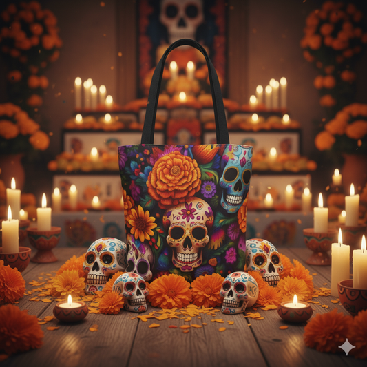 Colorful Sugar Skull Tote Bag