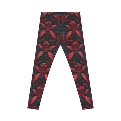 Black and Red Damask Bat Pattern Leggings