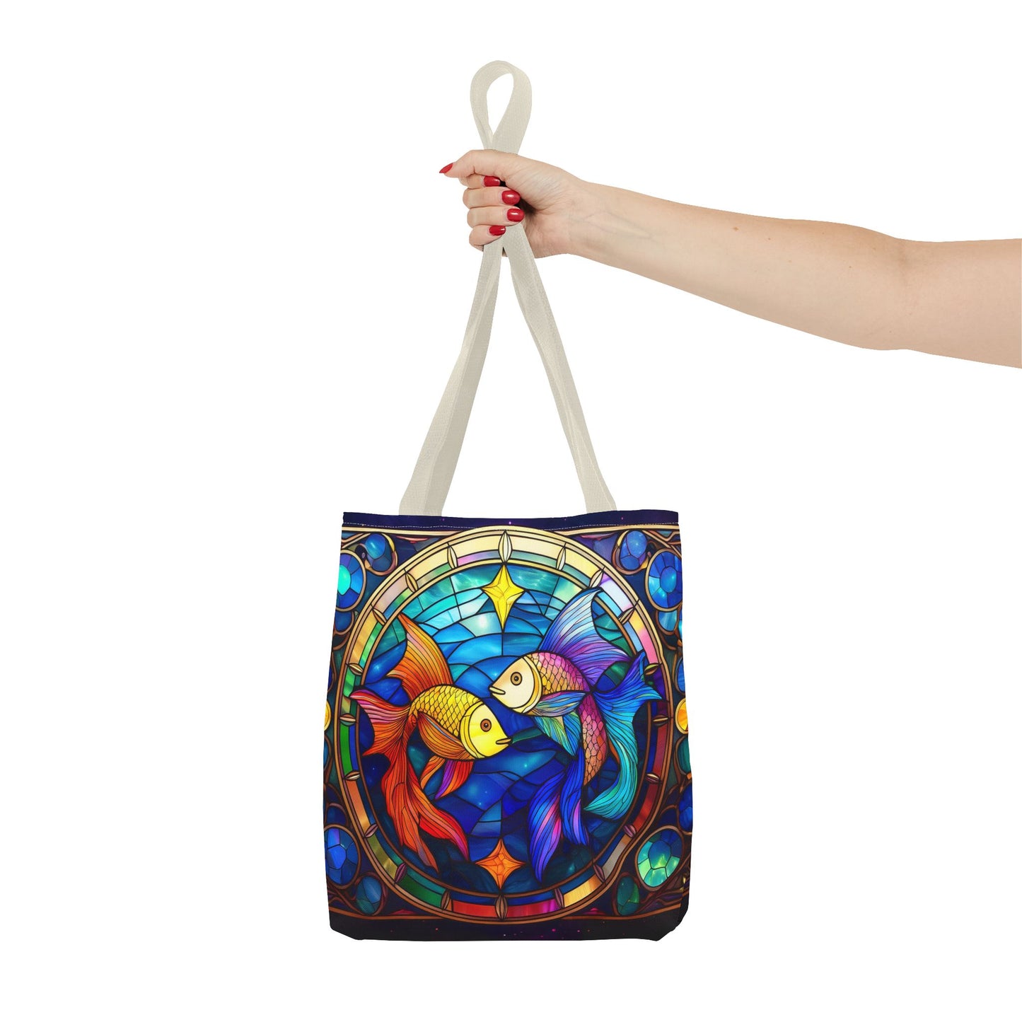 Pisces Fish Stained Glass Style Tote Bag (All Over Print)
