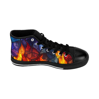 Stained Glass Flames - Women's Classic High Top Sneakers