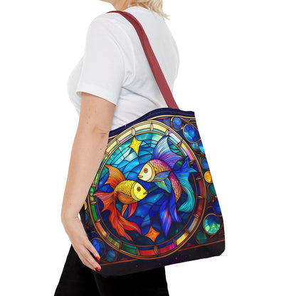 Pisces Fish Stained Glass Style Tote Bag (All Over Print)