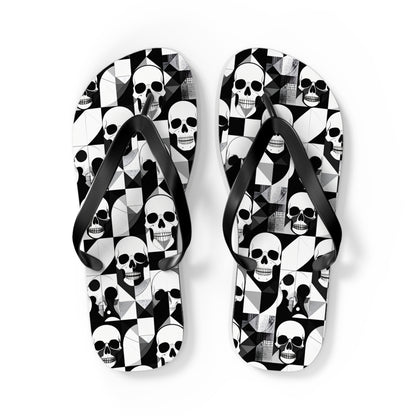 Skull Cubism Flip Flops