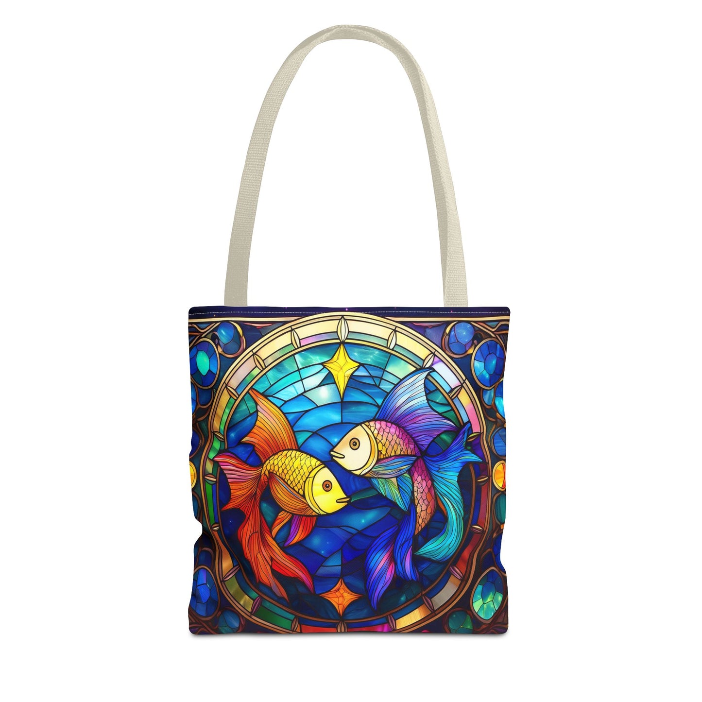 Pisces Fish Stained Glass Style Tote Bag (All Over Print)