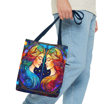 Gemini Twins Stained Glass Style Tote Bag (All Over Print)