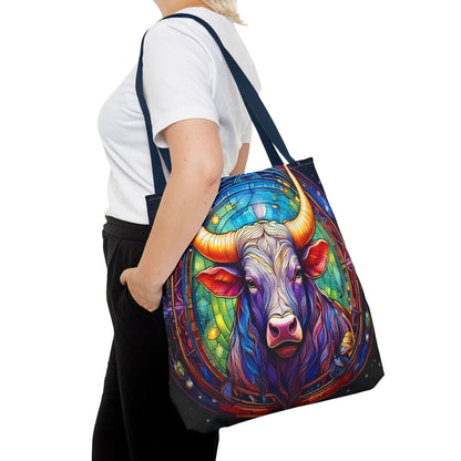 Taurus Bull Stained Glass Style Tote Bag