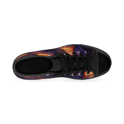 Orange & Purple Spiderwebs - Women's Classic High Top Sneakers