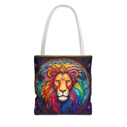 Leo Lion Stained Glass Style Tote Bag