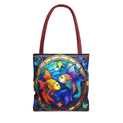 Pisces Fish Stained Glass Style Tote Bag (All Over Print)
