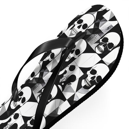 Skull Cubism Flip Flops