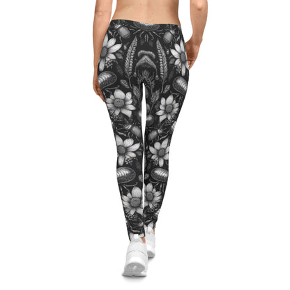 Monochrome Bugs and Flowers Leggings