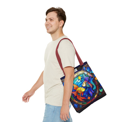 Pisces Fish Stained Glass Style Tote Bag (All Over Print)