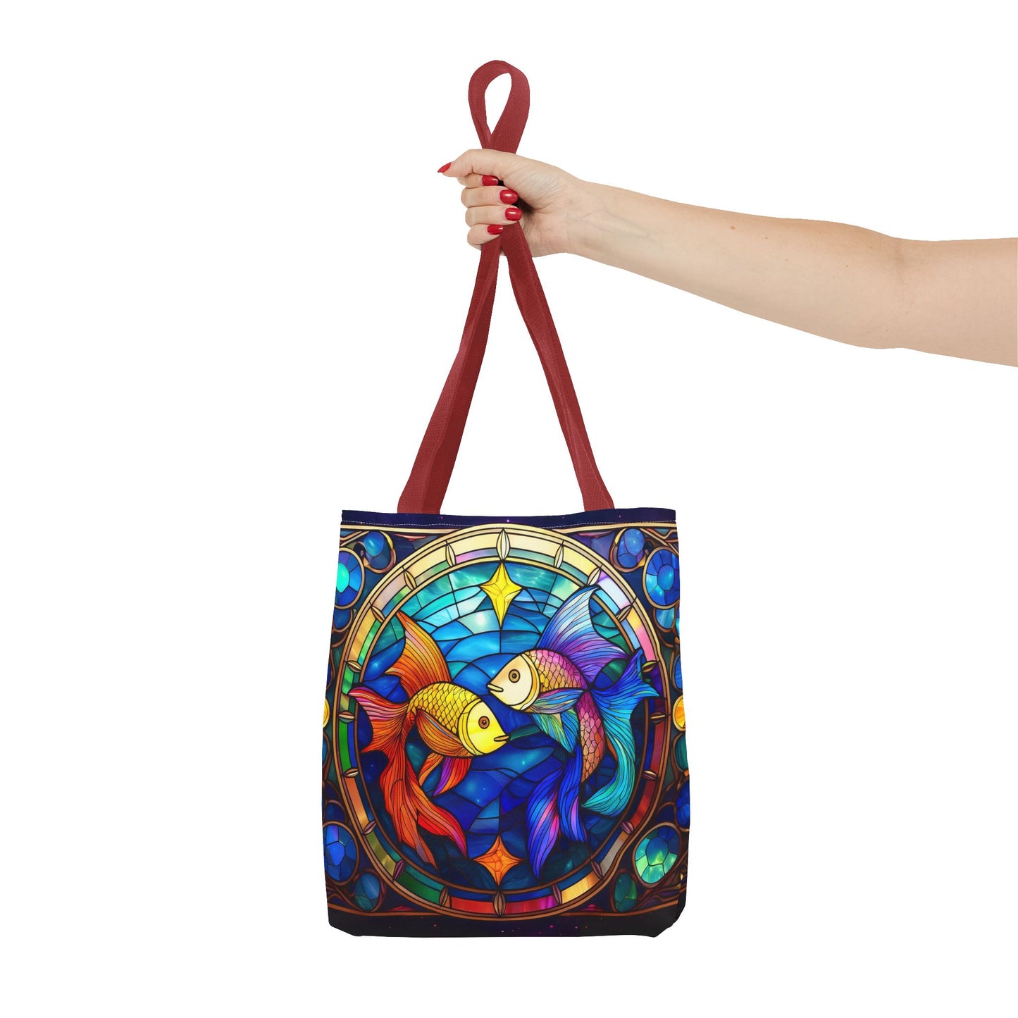Pisces Fish Stained Glass Style Tote Bag (All Over Print)