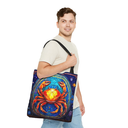 Cancer Crab Stained Glass Style Tote Bag (All Over Print)