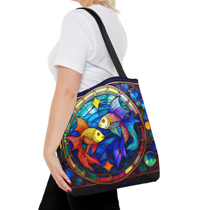 Pisces Fish Stained Glass Style Tote Bag (All Over Print)