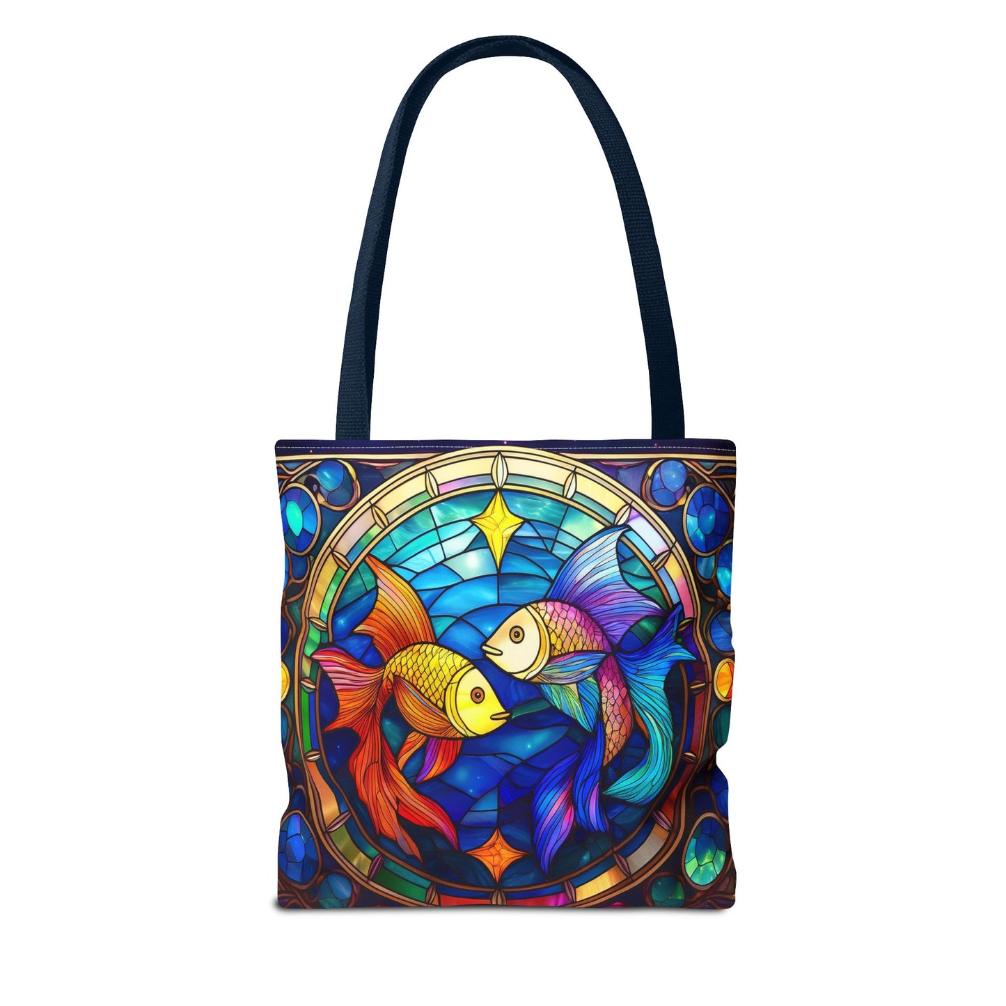 Pisces Fish Stained Glass Style Tote Bag (All Over Print)