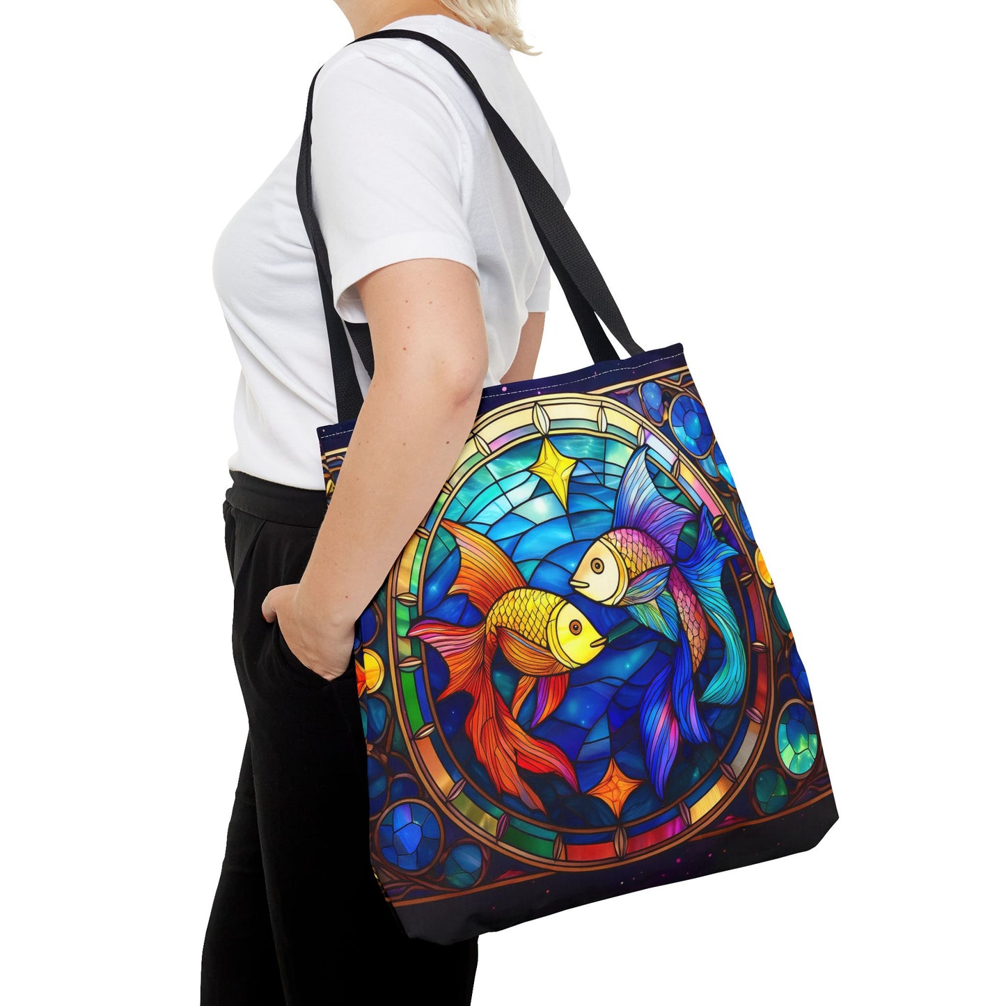 Pisces Fish Stained Glass Style Tote Bag (All Over Print)