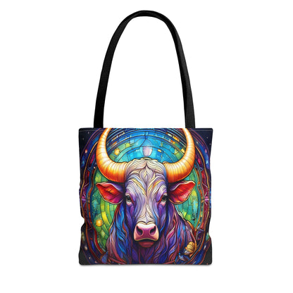 Taurus Bull Stained Glass Style Tote Bag