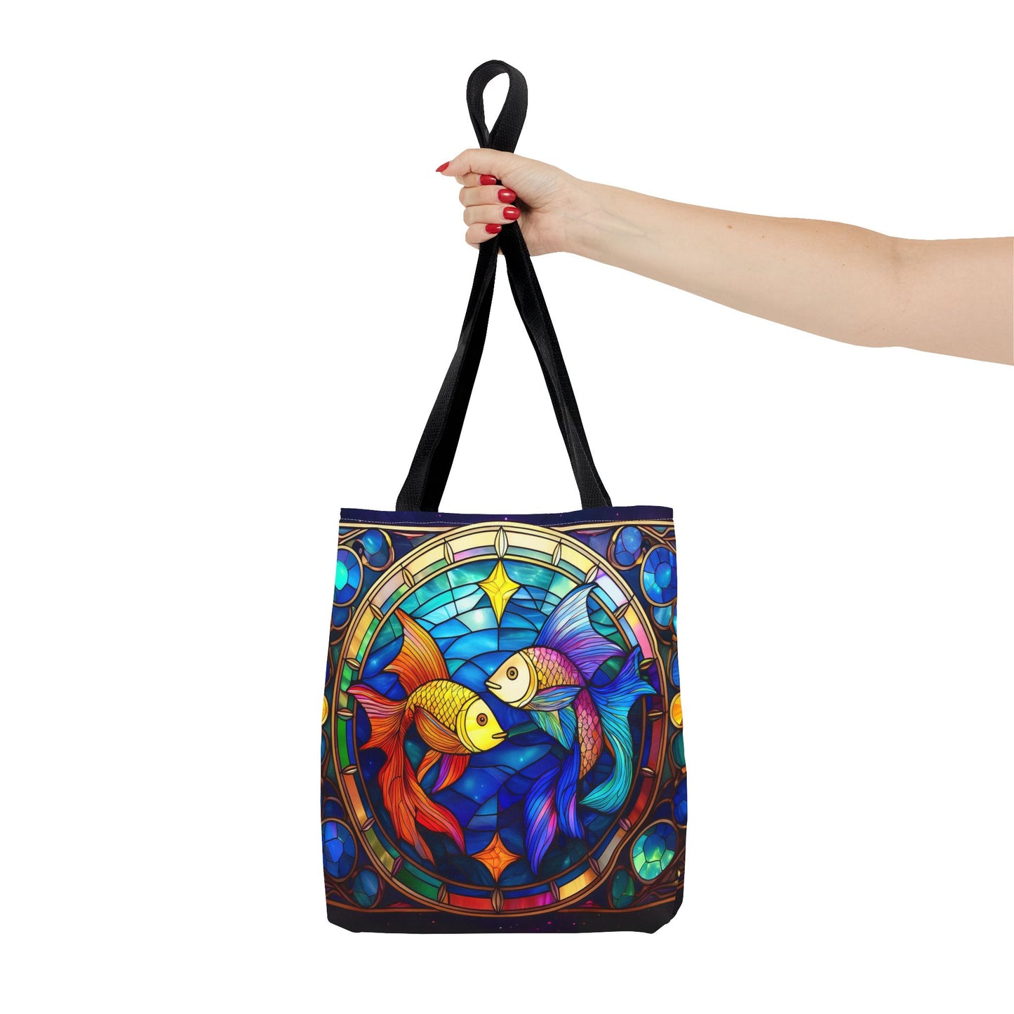 Pisces Fish Stained Glass Style Tote Bag (All Over Print)